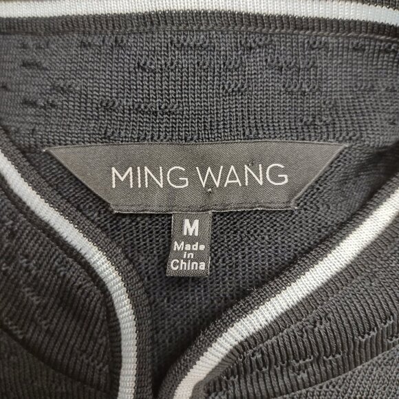 Ming Wang black blue gray color block single clasp cardigan jacket womens Medium - Picture 7 of 7